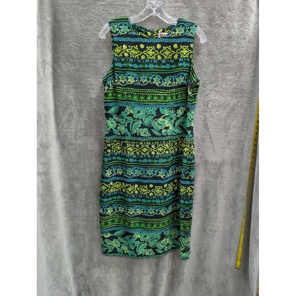 Maximalist‎ Sheath Dress Women 8 Geometric Floral Button Accent Retro